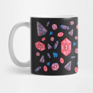 Pink gemstones pattern (black version) Mug